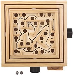 Labyrinth Wooden Maze Game , MAGIKON Intellect Puzzle Game with Two Steel Marbles for Adults, Boys and Girls