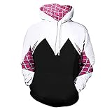 Newdong Adult Spider-Verse Spider-Gwen Hoodie Pullover Sweatshirt Cosplay Costume