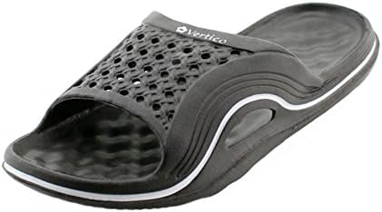 Vertico Slide-on Women's Shower and Poolside Sandal (8/9, Black)
