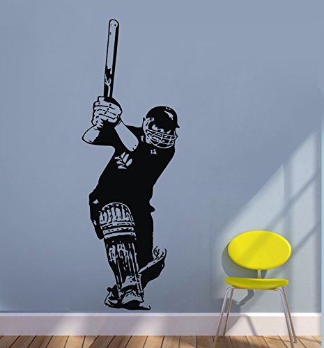 ColorfulHall 40x120cm famous sports wall decals Cricket Cricket Player hit cricket bat paint art for home