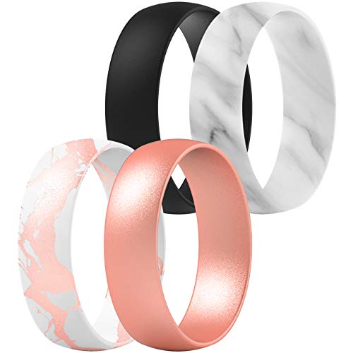 ThunderFit Unisex Silicone Wedding Rings, Rubber Engagement Bands 6mm Wide 1.65mm Thick - 1/2/3/4/5/6/7 Variety Multipack, 9.5 - 10 (20.20mm), Silicone, No Gemstone