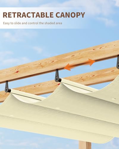 KYBOLT 10x13 Ft Outdoor Pergola with Retractable Canopy and Side Mesh Screens image 10