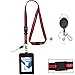 id Badge Holder with Lanyard Breakaway Safety Neck Office Lanyards Retractable Reel Clip Quick Release Detachable Buckle Black Lanyard for Men Women Keys PU Leather Vertical Card Holders Pack of 1