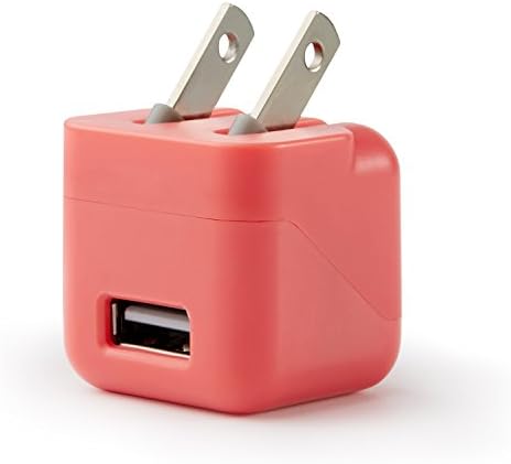OMG USB Foldable Wall Charger Portable Design for International Travel Compatible with All USB Charged Devices (Pink)