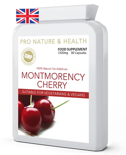 Montmorency Cherry Capsules | 1500mg x 90 Tart Cherry Capsules | 100% Natural | High Strength Cherry Supplement | Made in the UK | Vegan & Gluten-Free