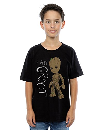 Marvel Boys Guardians of The Galaxy I Am Groot Scribbles T-Shirt 12-13 Years Black