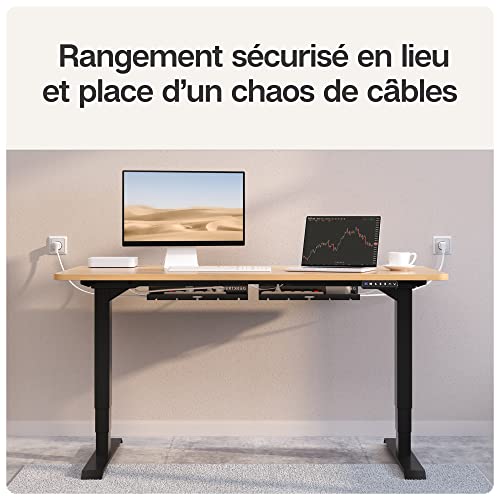Desktronic 2 Pack Stainless Steel Desktop Cable Trunking with 5 Cable Cutouts - Easy Install Cable Organizer - Cable Holder - Black