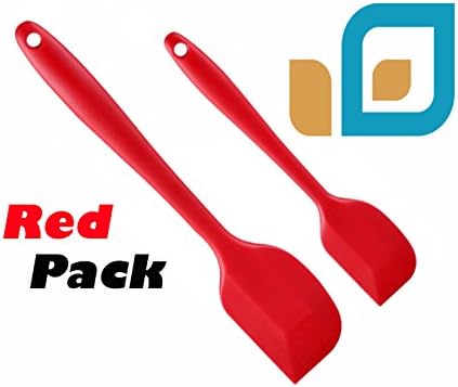 Casa Essenziale Kitchen silicone spatula- heat-resistant spatula 500ºF- Kitchen premium set- non-stick cookware- flexible- ergonomic- pack of 2 pieces, Cherry red, small- by