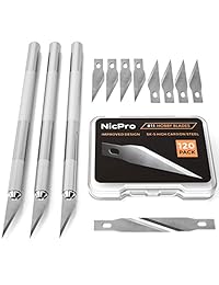 nicpro 123 cortador de precisión Hobby juego de cuchillos, 3 cuchillas de hobby cuchillo con 120 pcs Hobby Craft cortador de cuchillo cuchillas cúter de recambio para Art, Hobby, Álbumes de recortes, plantilla