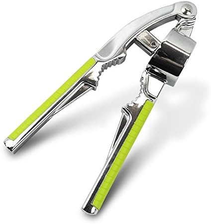 Garlic Press Foruchoice Grillers Garlic Press and Peeler Set, Stainless Steel Garlic Crusher Mincer with Silicone Tube Roller and Cleaning Brush (1, yellow)