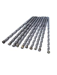 Paquete de 10 brocas de carburo para hormigón y mampostería con punta de carburo y arena con medio vástago plano para uso en mampostería, piedra, azulejos de cerámica, ladrillos, hormigón y mármol.