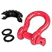 FieryRed 3/4 Inch D Ring Shackle 22046Ibs Break Strength with 7/8 Inch Locking Pin and Black Isolator Washer Kits to Use with Tow Strap, Pack of 2