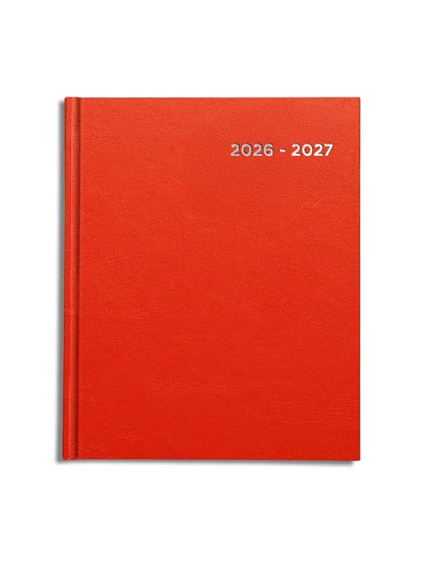 Academic Diary 2026-2027 A5 page a day by Pirongs | Mid year Diary 2026-2027 | A5+ Diary, Casebound - Red