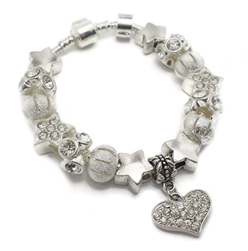 Children's Crystal Stars Charm Bracelet European Style Gift Boxed 17cm