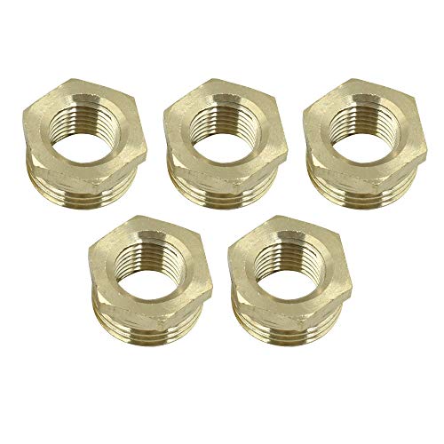 Yoohey 5pcs Threaded Pipe Fitting 1/2 PT Male x 1/4 PT Female Hex Bushing Adapter - Thumbnail 2