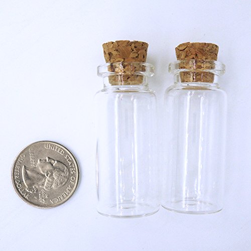 LEFV™ 10ml Small Bottles Transparent Mini Glass Jars with Cork Stoppers Top - Message Weddings Wish Jewelry Pendant Charms Kit Party Favors - Pack of 12 - Thumbnail 2