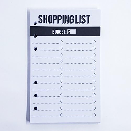 Shopping List Refill Paper Inserts - Notebooks, Diaries, Journals - Loose Leaf Binders - For Him or Her