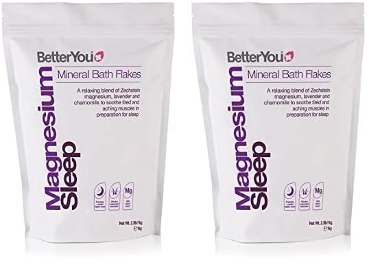 BetterYou Magnesium Sleep Mineral Bath Flakes | Zechstein Magnesium Infused with Lavender & Chamomile to Soothe Aching Muscles | Relaxing Essential Oils for Deep Sleep | 1kg (Pack of 2)