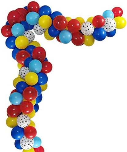 90 Pack Paw Toy Party Balloons, 12 INCH Paw Printed Balloons Red Yellow Blue Latex Balloons Dog Paw Theme Party for Kids Birthday Baby Shower Party Decorative