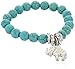 HAPPY World Chap Turquoise Beads Tibetan Silver Cute Elephant Stretch Bangle Bracelet