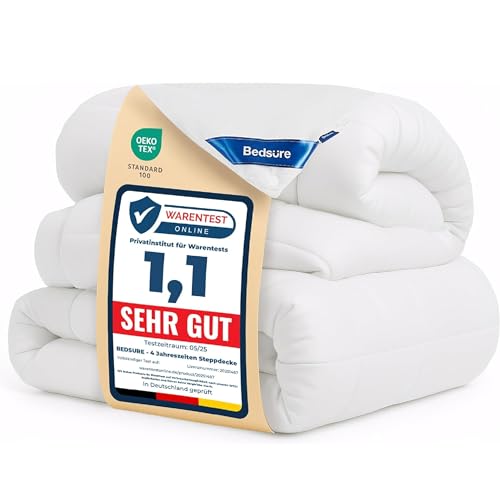 Bettdecke 240x220 Winterdecke 450gsm - 4 Jahreszeiten 2 teilig Bettdecken - Inklusive Ganzjahresdecke 240x220 300gsm & Sommerdecke 220x240 150gsm, Steppdecke für Winter/Sommer/Vierjahreszeiten