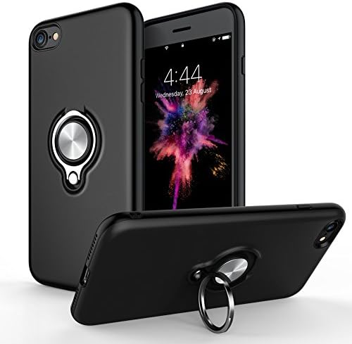 iPhone 7 Case, iPhone 8 Case, Allovit New Design 360 Degree Rotating Ring Holder Grip Case High Impact Dual Layer Protective Case for iPhone 7 / iPhone 8 – (Black)