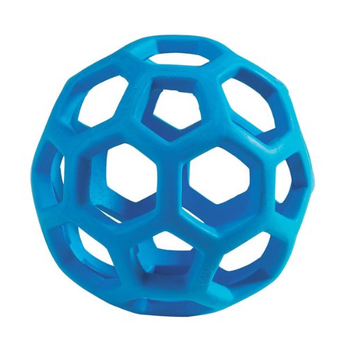JW Pet Hol-ee Roller Dog Toy Puzzle Ball, Natural Rubber, Large (5.5 Inch Diameter), Colors May Vary