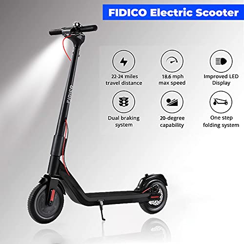 FIDICO Electric Scooter, 350W Brushless Motor, 10’’ Solid Tires, Up to