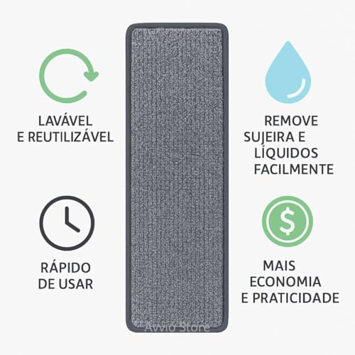 Kit 4 Refil Microfibra Mop Spray Mop Flat Rodo Reutilizável Lavável Limpeza Prática Casa Chão Utilidade Doméstica Premium