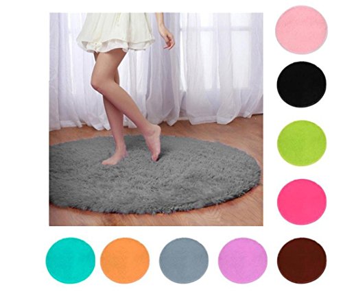 Vanvler Round Mat Soft Bath Bedroom Floor Shower Non-slip Rug Pad 15.7 inch (Blue)