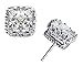 White Gold Plated Crystal Stud Earrings Princess Cut Rhinestone Studs For Women Girls
