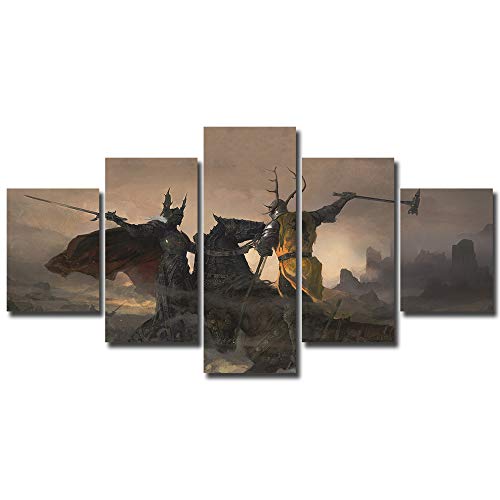 5 Panels Robert vs Rhaegar Canvas Art Game of Thrones Rhaegar Targaryen Robert Baratheon Wall Art Canvas Print Home Decor
