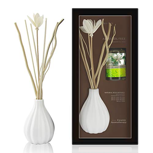 ap airpleasure Dried Flower Reed Diffuser Set, Natural Sticks, Elegant Ceramic Bottle, Aromatherapy Oil Set, Home Fragrance & Decorative Diffuser (JasmineBouquet)