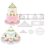 Set of 6 Fairy Tale Pumpkin Carriage Crown Castle Cookie Cutters Cakecup Decoration Fondant Molds Tools for Baby Shower Party Supplies