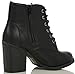 Soda Women Korman Cute Chunky Lace Up Leatherette Zipper Ankle Bootie