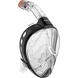 OutdoorMaster 180° Snorkel Mask - GoPro Compatible Full Face Panoramic View Snorkeling Mask - with Quick Release Safety Buckle
