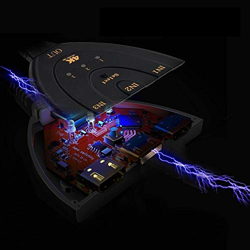 HDMI Switch, Adaptermvp Gold Plated 3-Port HDMI Switcher,Splitter,Supports Full HD 4K 1080P 3D Player, HD TV,LCD,PC,Projector,Auto Switch to Any HDMI Input Device by Press The Button