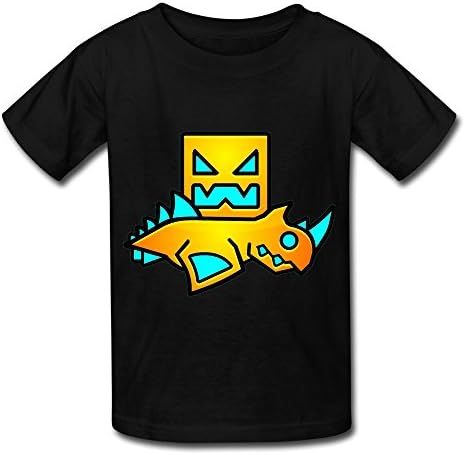 Geometry Dash Artwork Dinosaur Youth Short Sleeve T Shirt Black