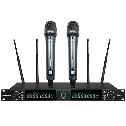Riworal Wireless Microphone System with 2 UHF Cordless Handheld Dynamic