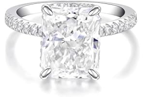 SHAMA JEWELS HUB Stunning Moissanite Ring - 4CT Radiant Cut Moissanite Eternity Ring, Elegant Engagement Promise Wedding Ring