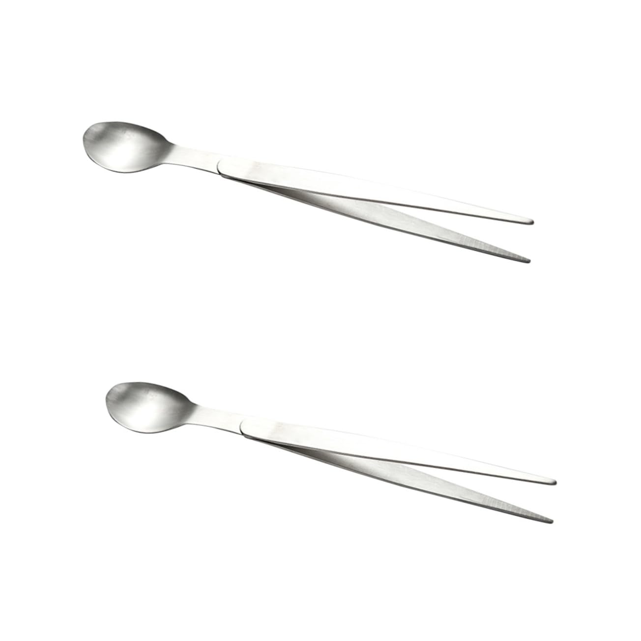 ABOOFAN 2pcs Mini Stainless Steel Tasting Spoons and Chopsticks Integrated Design Spoons for Home Kitchen Restaurant and Hotel Use
