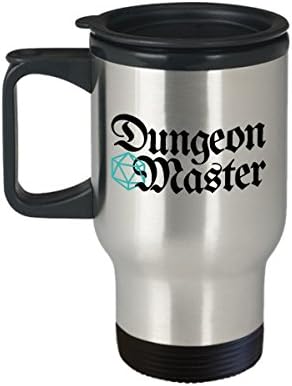 Dungeons and Dragons Dungeon Master D20 Dice Metallic Travel Coffee Mug - Great Gift Idea for Nerds and Geeks
