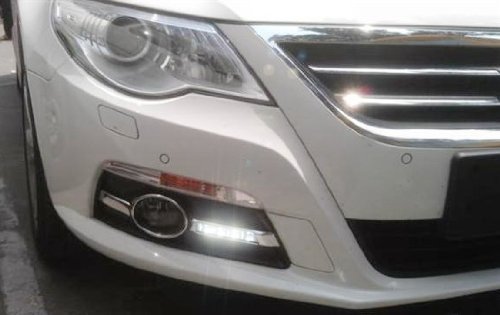 iJDMTOY Xenon White OEM Fit 8W High Power LED Daytime Running Light Kit For 2009-2011 Volkswagen CC