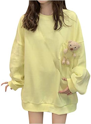 くまぬいぐるみ付き 新作 大人気 パーカー レディース トレーナー ゆったり プルオーバー 長袖 トップス カットソー オーバーサイズ 女子 ファッション 原宿系 ストリート 韓国 春秋冬 部屋着 学生 日常