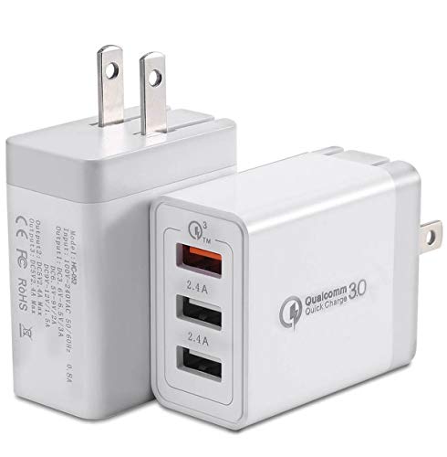 Quick Charge 3.0 Wall Charger, BEST4ONE 30W Multi-Port 3-USB Plug Adaptive Fast Charging Adapter for Samsung Galaxy S10/S9/S8/Plus S7/S6/Edge J7/J5/J3, Note 10/8/9, LG, iPhone iPad, Tablet (2-Pack)