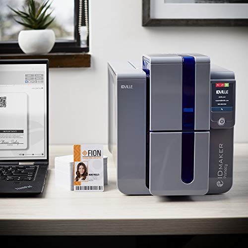 ID Maker Primacy Professional ID Card Printer - Prints Premium Quality Pictures Fast & Easy - Easiest to Use Software - 2-Sided Badge Printer Machine