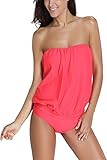 Dokotoo Womens Solid Soft Cup Strapless Tankini With Triangular Briefs Large Red