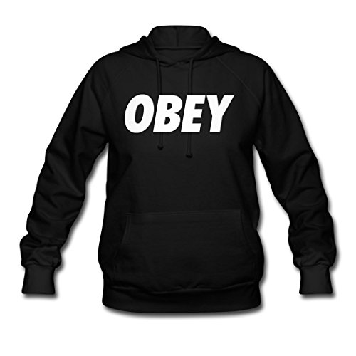 BIN Women's Obey Logo Hoodie Sweatshirt Hooded Coat Pullover Top M