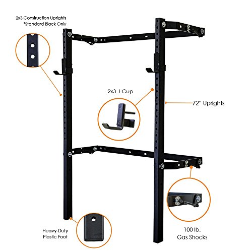PRx Performance (as seen on Shark Tank: Profile Squat Rack, Wall Mounted Home Gym Fitness Equipment, Powder Coated 2×3 Uprights