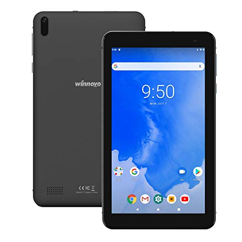 Winnovo T7 7 Inch Tablet Android 9.0 Pie, 2GB RAM, 16GB Storage, 5G WiFi, HD IPS Display, Bluetooth 4.0, Metal Middle Frame Rubber Back Shell (Black)